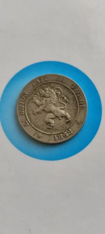 Купити 5 сентимов 1862 года Лев, Единство дает Силу, король Леопольд,монета Бельгии  nf356