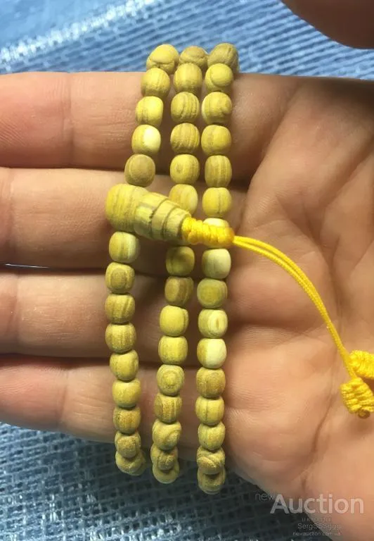 Купити Золотистые чётки из Скумпии кожевенной, 108 бусин, d~6 мм, L~32 см, четки, мала, медитация, Будда,