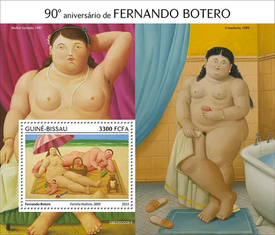 Купити Гвинея Бисау-Живопись-Фернандо Ботеро-2022. Чистый полный красивый комплект.MNH.