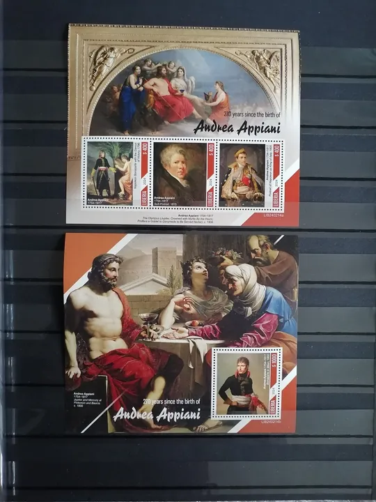 Либерия-Живопись-Андреа Аппиани-2024.Итальянский живописец.Чистый полный красивый комплект-Блок+М/Лист.MNH.ист. З аукціону