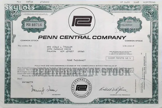 Акція Сертифікат на 1000 Акцій Penn Central Company 1978 США Mt 13 Ціна