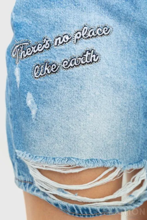 Юбка джинсовая c потертостями, цвет голубой, 214R4226 Де купити