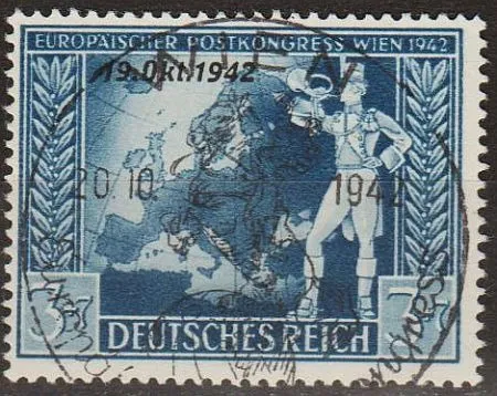 1942 - Рейх - Поштовий конгрес - Надрук 3 Mi.823 _3,50 € _Спец.погашення СГ Ціна