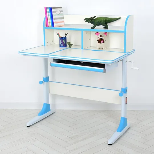 Детская Парта Bambi M 4804-4, с надстройкой, выдвижной ящик, регулируемая высота (Бело-синий) Ціна