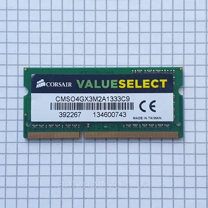 фото, Модуль пам'яті Corsair Value Select 2GB DDR3 1333MHz CMSO4GX3M2A1333C9 для ноутбука