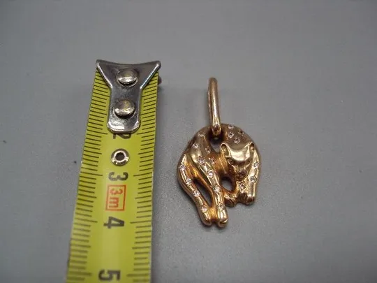 Купити Подвеска кот кошка кулон пума пантера золото клеймо 585 проба Украина камни фианит вес 6,92 г №14712