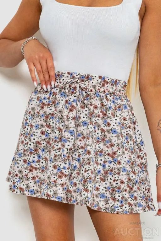 Шорты-юбка с цветочным принтом, цвет пудровый, 102R5256-1 Ціна