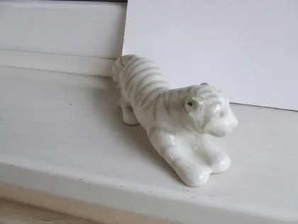 фото, Фарфор тигр африканські звірі. раз.16х6 см. 1970 р. ссср. поллоне.