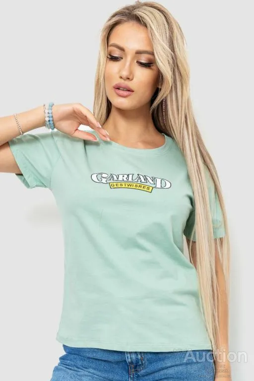 Футболка женская с принтом, цвет оливковый, 221R3008-1 Ціна