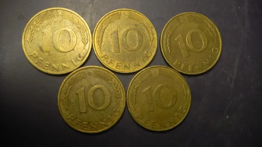 10 пфенігів 1990 ФРН (всі монетні двори) Ціна