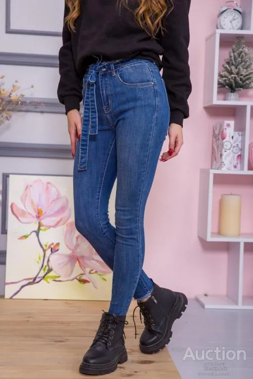 Женские джинсы с поясом, синего цвета, 164R089 З аукціону