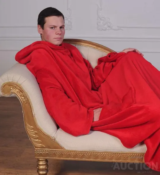 Рукоплед Плед з рукавами і кишенями з мікрофібри 200х150. червоний Ціна