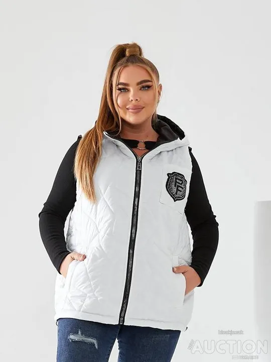 Жіноча жилетка з капюшоном колір білий  04 Інтернет-аукціон