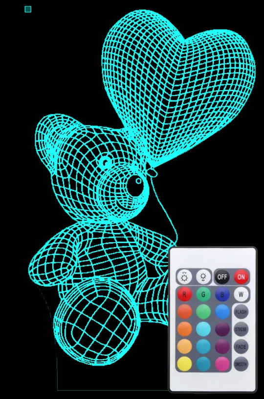 Акриловий світильник-нічник з пультом 16 кольорів Ведмедик з серцем 3 tty-n000420 Ціна