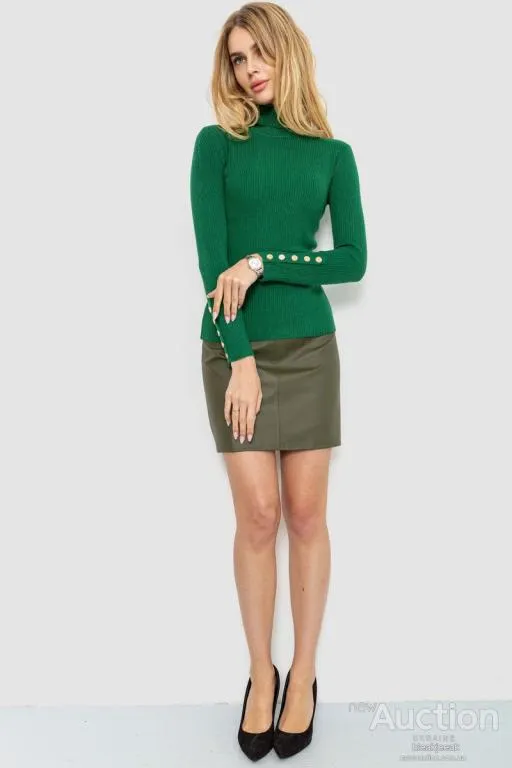 Купити Гольф женский в рубчик, цвет зеленый, 204R036