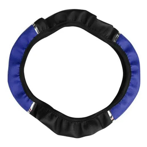 Оплетка чехол на руль, кожзам, 38см, БЕЗ ОБТЯЖКИ, синяя Ціна