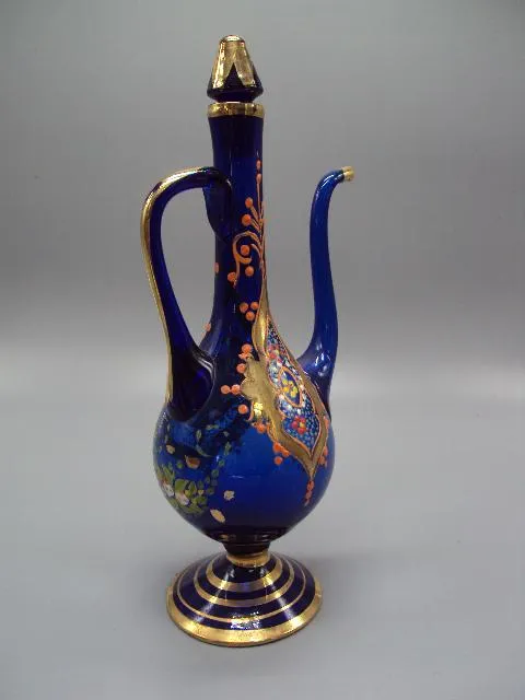 Кувшин кобальт Иран король Шах Реза Пехлеви кобальтовое роспись высота с крышкой 29,5 см №13950 Продаж