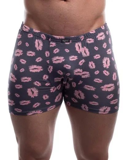 фото, Чоловічі труси боксерки Bono МШ 950432 принт поцілунки сірі, розмір 46 S