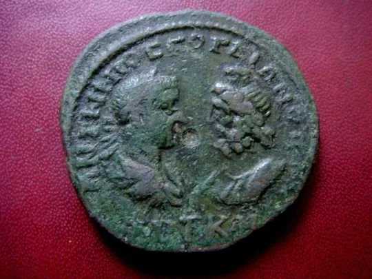 Древняя монета императора Гордиана III ,  Серапис,город Дионисополис, Гигея, кормящая змею dp368 Продаж