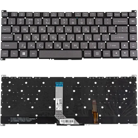 Клавіатура для ноутбука ACER (Predator PT314-51s) rus, dark gray, без кадру, підсвічування клавіш (RGB) Ціна