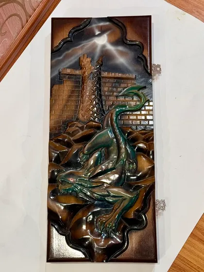 фото, Ручна робота: нарди з унікальним дизайном та 3D-барельєфом «Дракон»