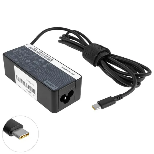 Купити Оригінальний блок живлення для ноутбука LENOVO TYPE-C 45W, Black, RECTANGULAR