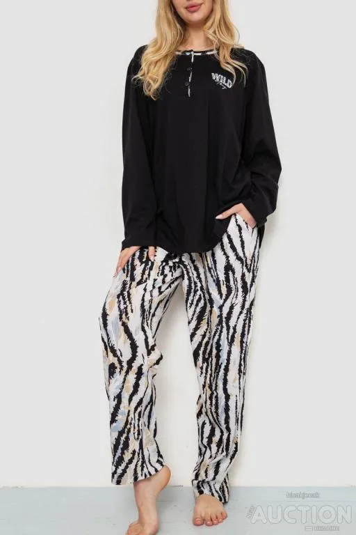 Купити Пижама женская, цвет черно-бежевый, 219RP-10226