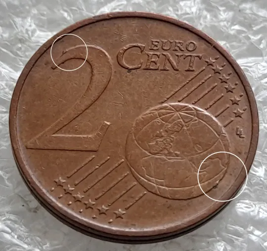 (2148) 2 євроценти 2002 Австрія викрошки на реверсі, брак (2 евроцента 2002 Австрия) Ціна