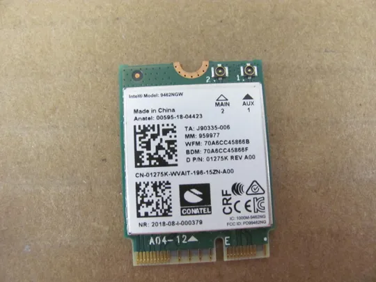 749-45 WI-FI модуль 9462NGW 01275K  для Dell Inspiron/Vostro 15 3510 3511 3515 3520 3521 3525   оригінал З аукціону