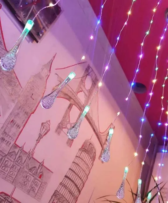 Светодиодная гирлянда штора &quot;Роса с кристалом&quot; 3x2м, 600 LED, 15 нитей, 220В, 8 режимов Характеристики