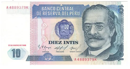 10 інтіс 1986 року UNC Перу Ціна