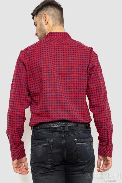 Рубашка мужская в клетку байковая, цвет красно-синий, 214R16-33-164 Продаж