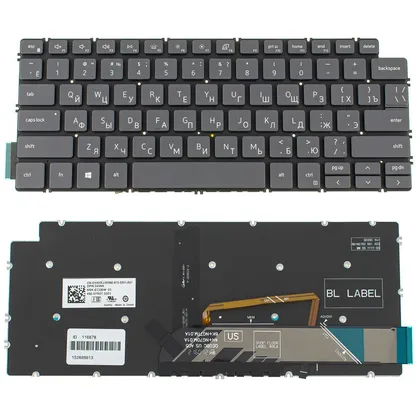 фото, Клавіатура для ноутбука DELL (Inspiron: 5390, 5490, 7490) rus, black, без фейму, підсвічування клавіш (оригінал)