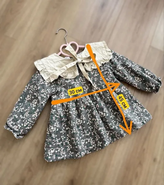 Купити Нарядна сукня для дівчинки на осінь, тепла, приглушеного зеленого кольору, 2-3 роки