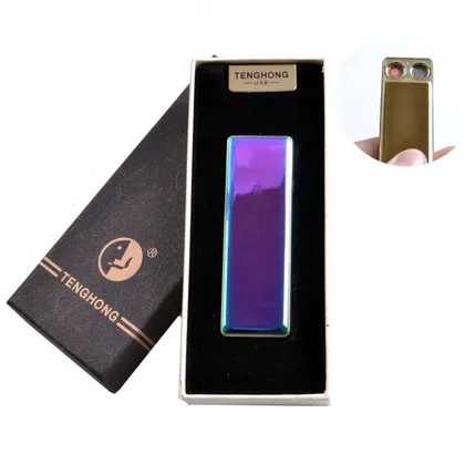 фото, USB зажигалка в подарочной упаковке с двумя спиралями накаливания. Цвет: фиолетовый