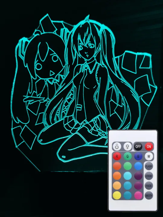 Акриловий світильник-нічник з пультом 16 кольорів Хацуне Міку tty-n000903 Ціна