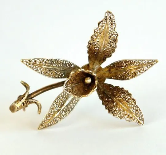 Брошка Орхідея срібло філігрань 835 проба Germany Ціна