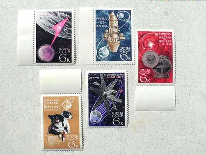 фото, Серія поштових марок СРСР " Освоєння космосу " 1966 рік **