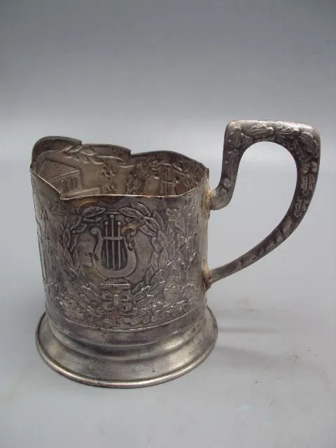 Подстаканник большой театр серебро 875 проба голова вес 106,18 г размер 8,2х9,3х6,7 см №14314 Де купити