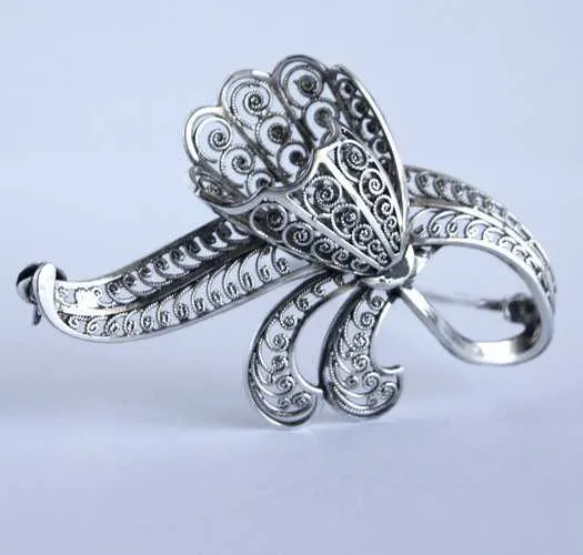 Брошка Лілія філігрань срібло 800 проба Germany Продаж
