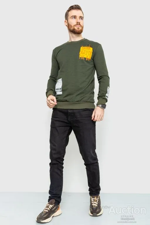 Купити Свитшот мужской с принтом, цвет хаки, 208R0240