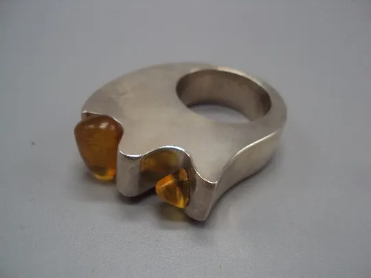 Кольцо перстень янтарь авторская работа серебро 875 проба Украина вес 33,61 г 19 размер новое №14376 Ціна