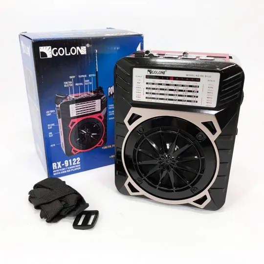 Радиоприемник GOLON RX-9122 портативная колонка всеволновое переносное радио FM фонарь LED. Цвет: к Продаж