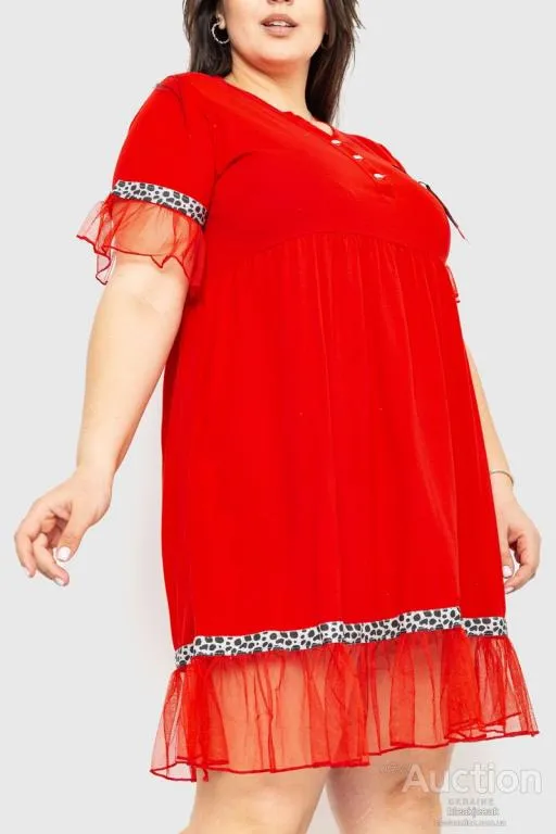 Платье свободного кроя, цвет красный, 231R6444 З аукціону