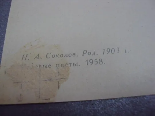 открытка соколов цветы 1963 №12416 Недорого