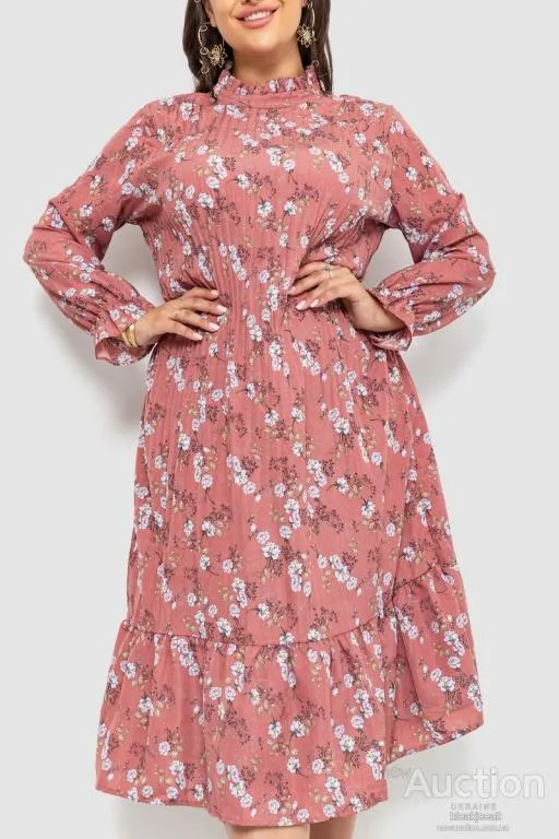 Купити Платье шифоновое с принтом, цвет сливовый, 204R201-1