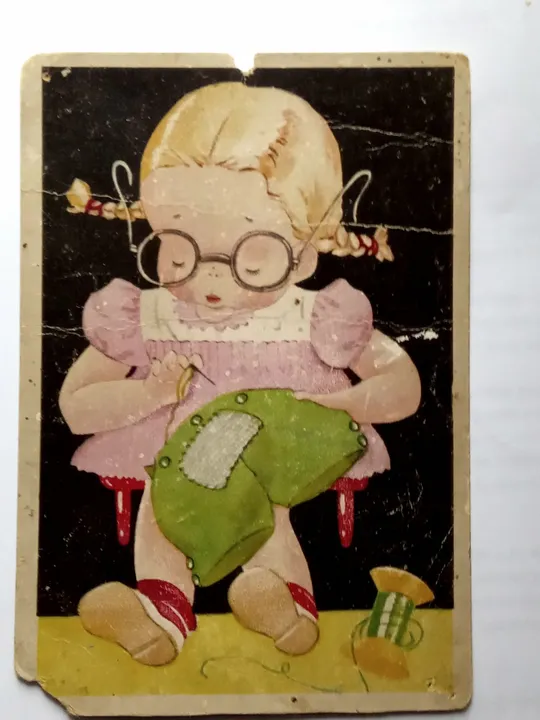 Листівка Открытка Девочка штопает 1945г. Ціна