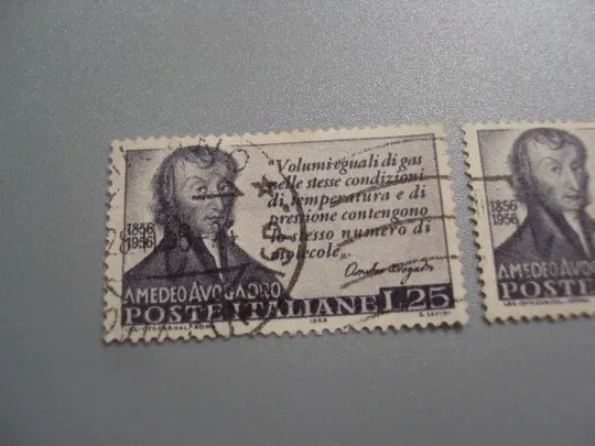 Купити марки Италия 1956 личности люди химик Амедео Авогадро 100 лет со дня смерти  лот 2 шт гаш №2825