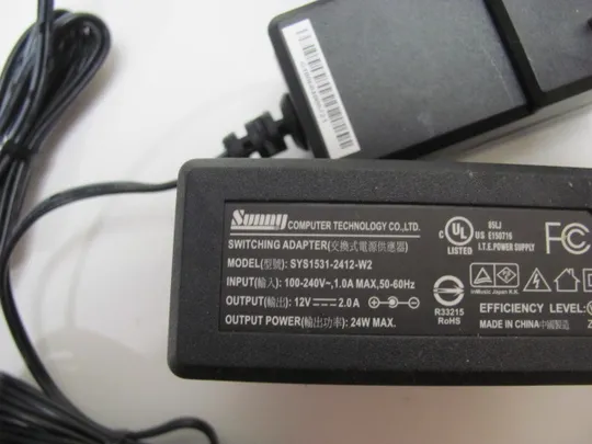 0820 адаптер живлення  SUNNY SYS1531-2412-W2 12V 2.0A  3 шт НІМЕЧЧИНА Де купити