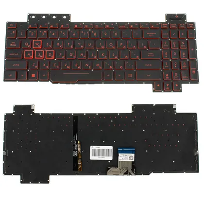 фото, Клавіатура для ноутбука ASUS (FX505 series) rus, black, без фрейма, підсвічування клавішRED (оригінал)